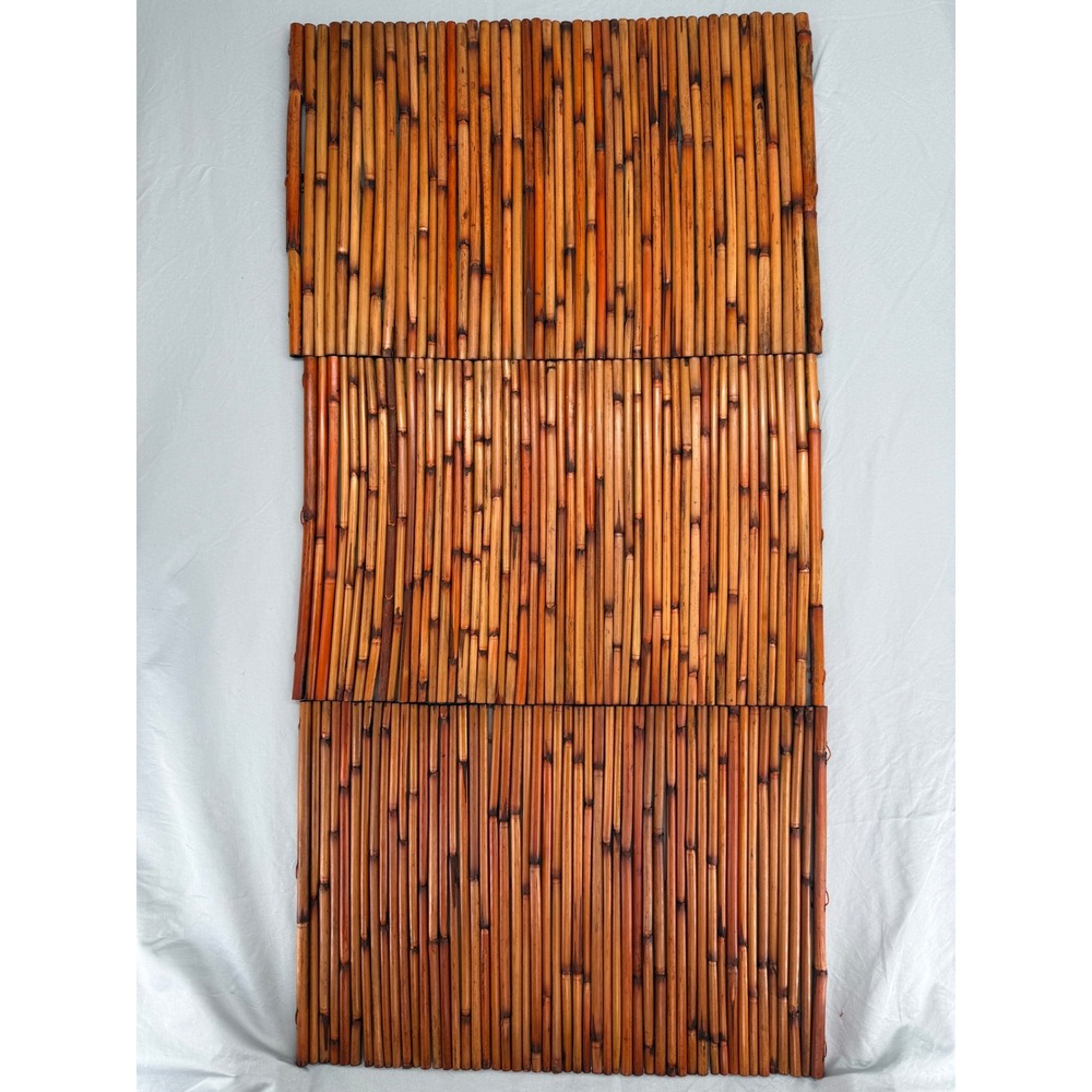 Vintage Natural Bamboo Reed Table Placemats Set of 3 Brown Boho Tiki